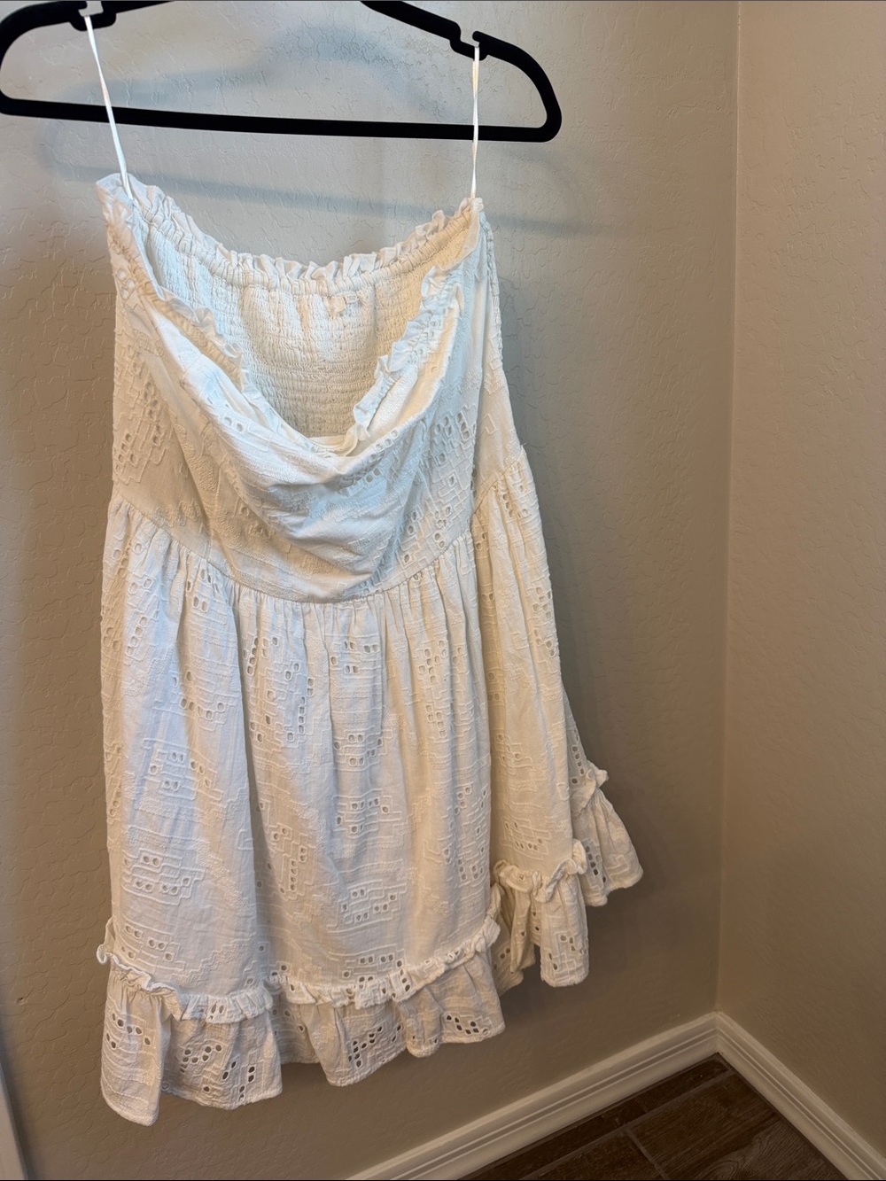 Anthropologie White Eyelet Ruffle Sundress
